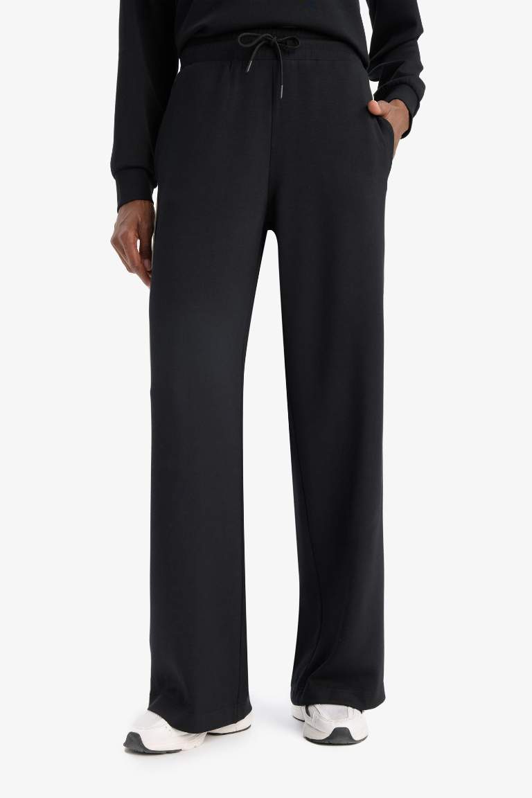 DeFactoFit Wide Leg Geniş Paça Standart Boy Modal İnce Pantolon