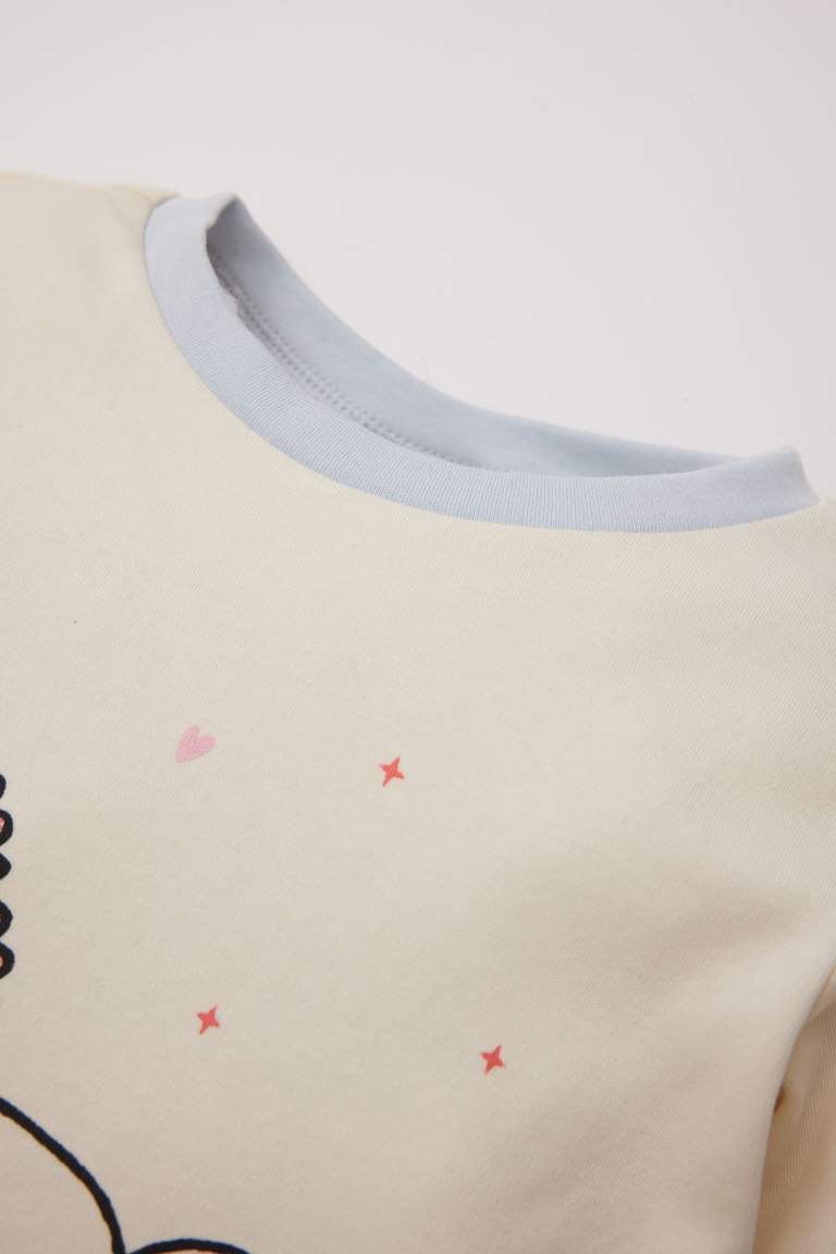 Kız Bebek Pijama Takımı Bisiklet Yaka Unicorn Baskılı Uzun Kollu Üst Beli Lastikli Uzun Alt