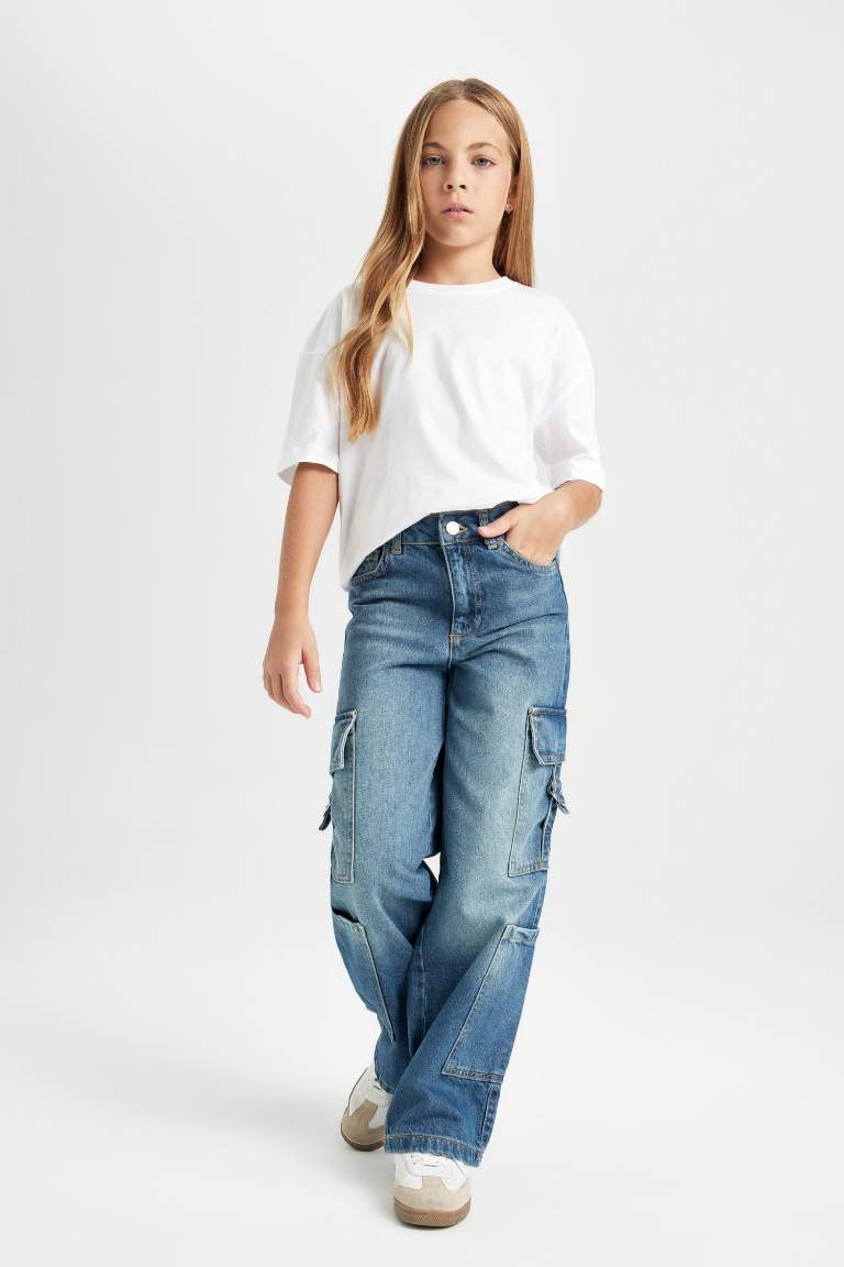 Girl Wide Leg Cargo Jeans