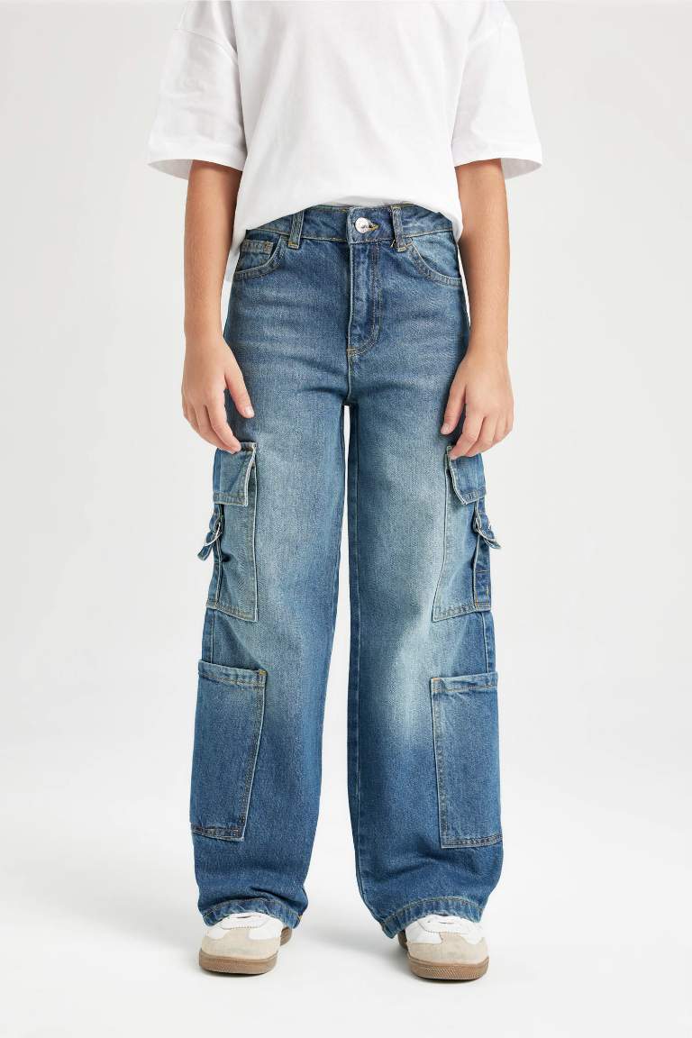 Girl Wide Leg Cargo Jeans