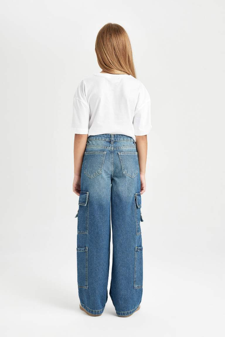 Girl Wide Leg Cargo Jeans