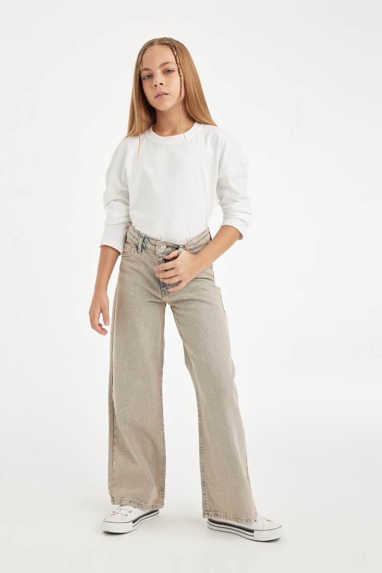 Girl Wide Leg Pocketed Jeans