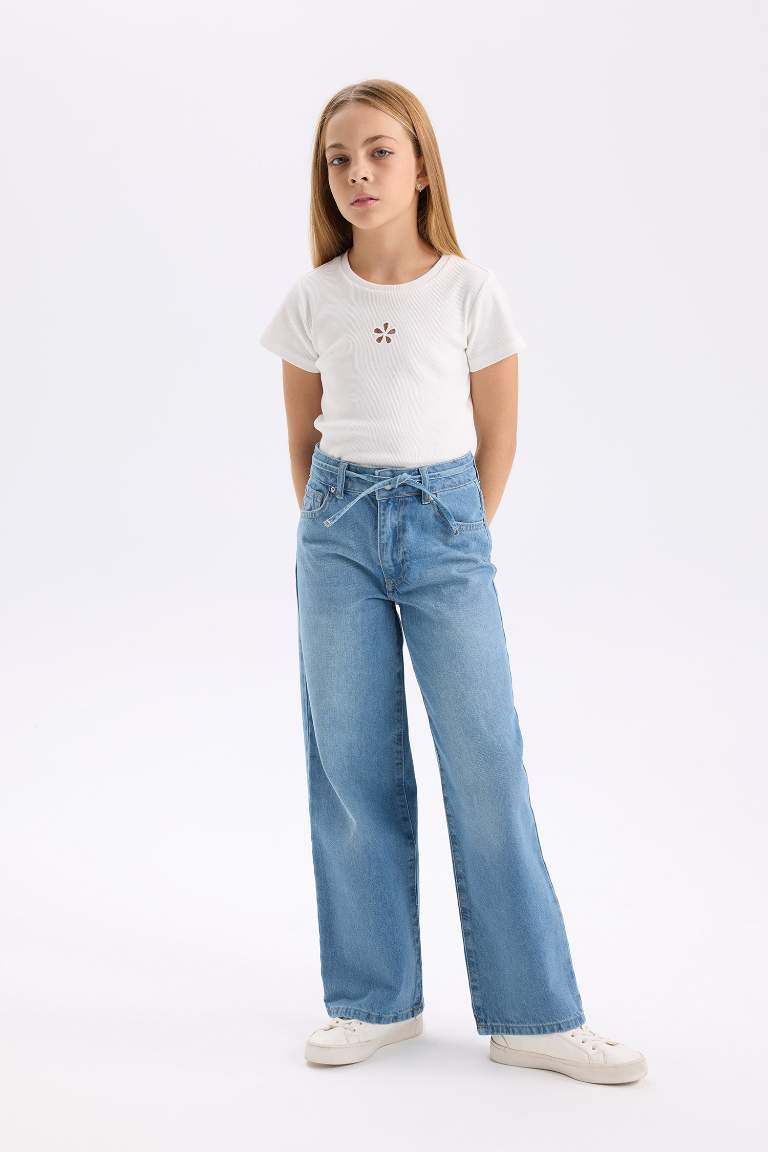 Pantalon Jean à jambe large pour fille