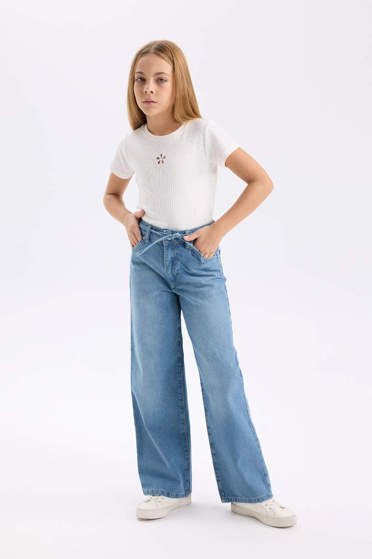 Pantalon Jean à jambe large pour fille