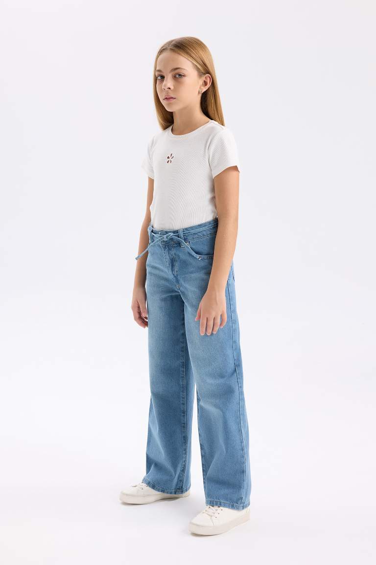 Pantalon Jean à jambe large pour fille