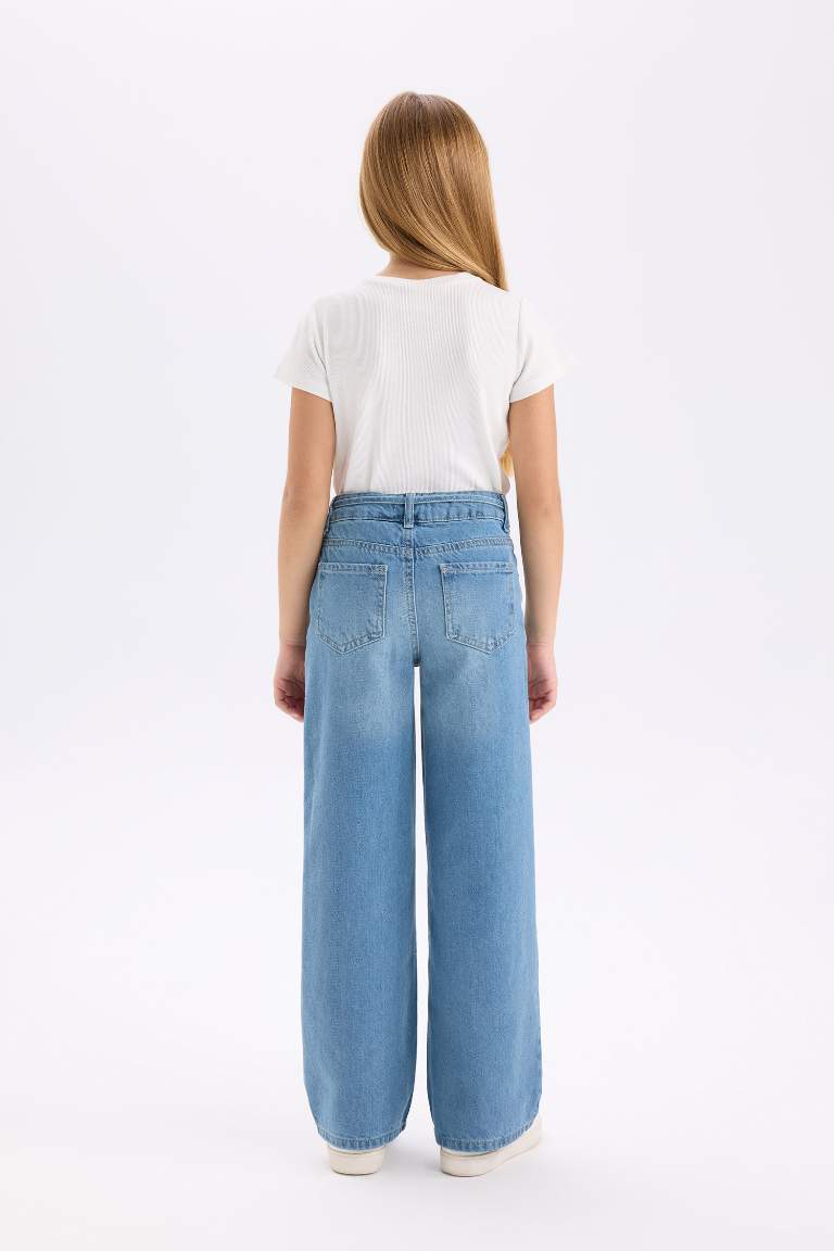 Pantalon Jean à jambe large pour fille