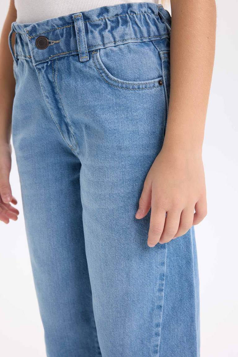 Pantalon Jean coupe baril longueur cheville pour fille