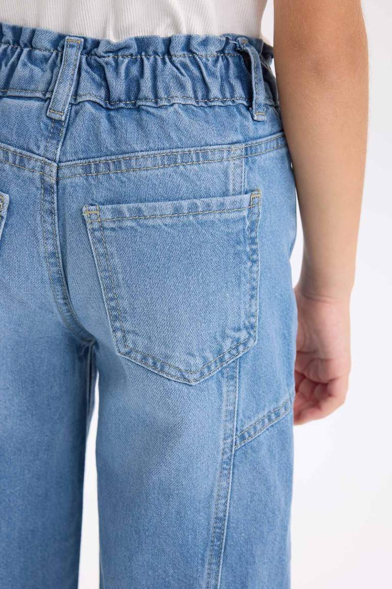 Pantalon Jean coupe baril longueur cheville pour fille