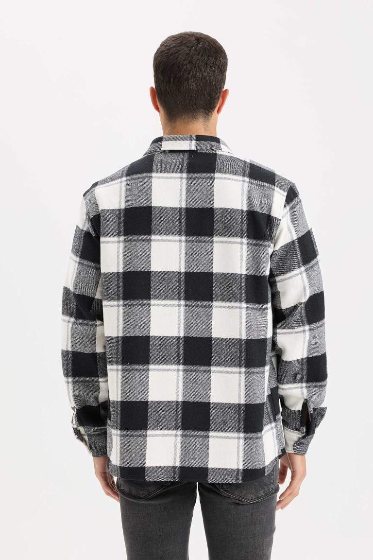 Regular Fit Polo Yaka Kareli Oduncu Flanel Uzun Kollu Gömlek