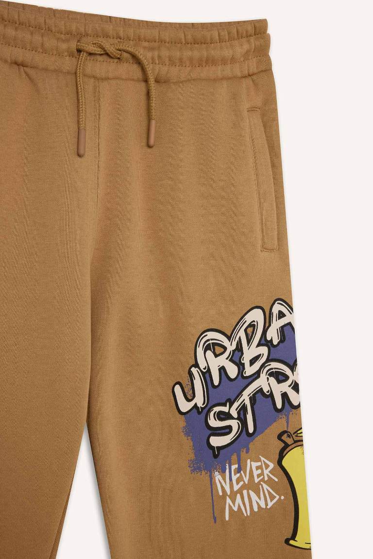 Boy Printed Elastic Waist Thick Sweatpants