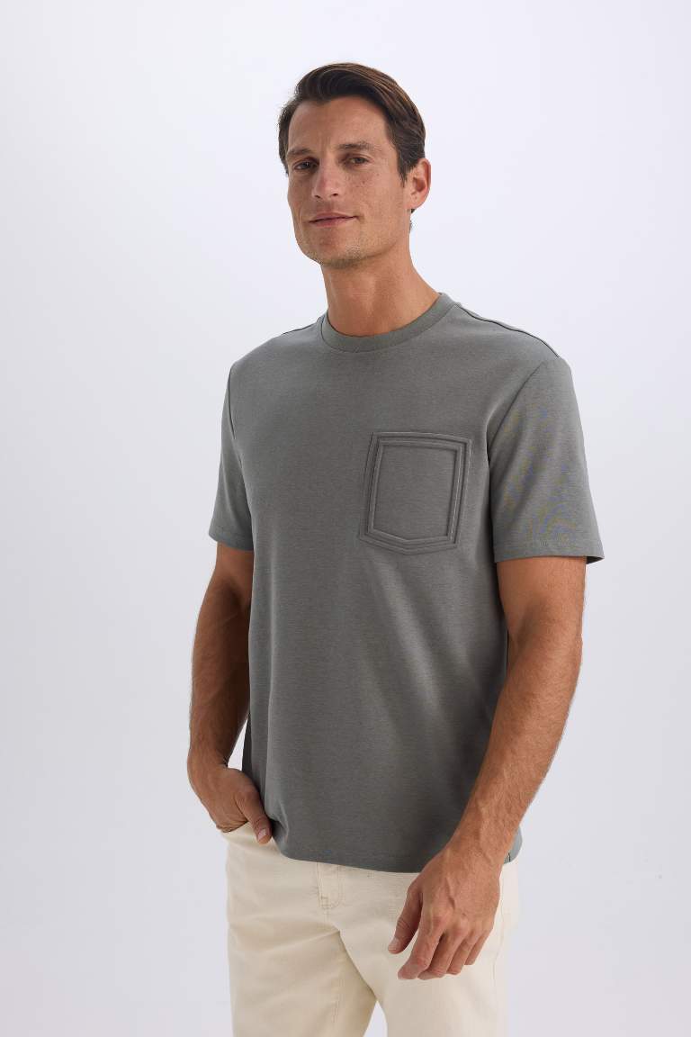 Regular Fit Crew Neck Short Sleeve Heavy Fabric T-Shirt