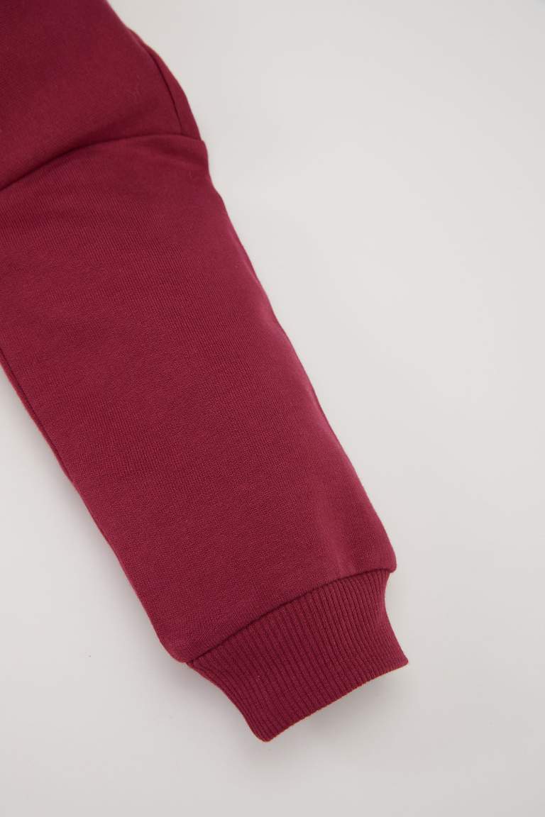 Kız Bebek 2'li Takım Basic Düz Bisiklet Yaka Sweatshirt Geniş Bol Paça Alt