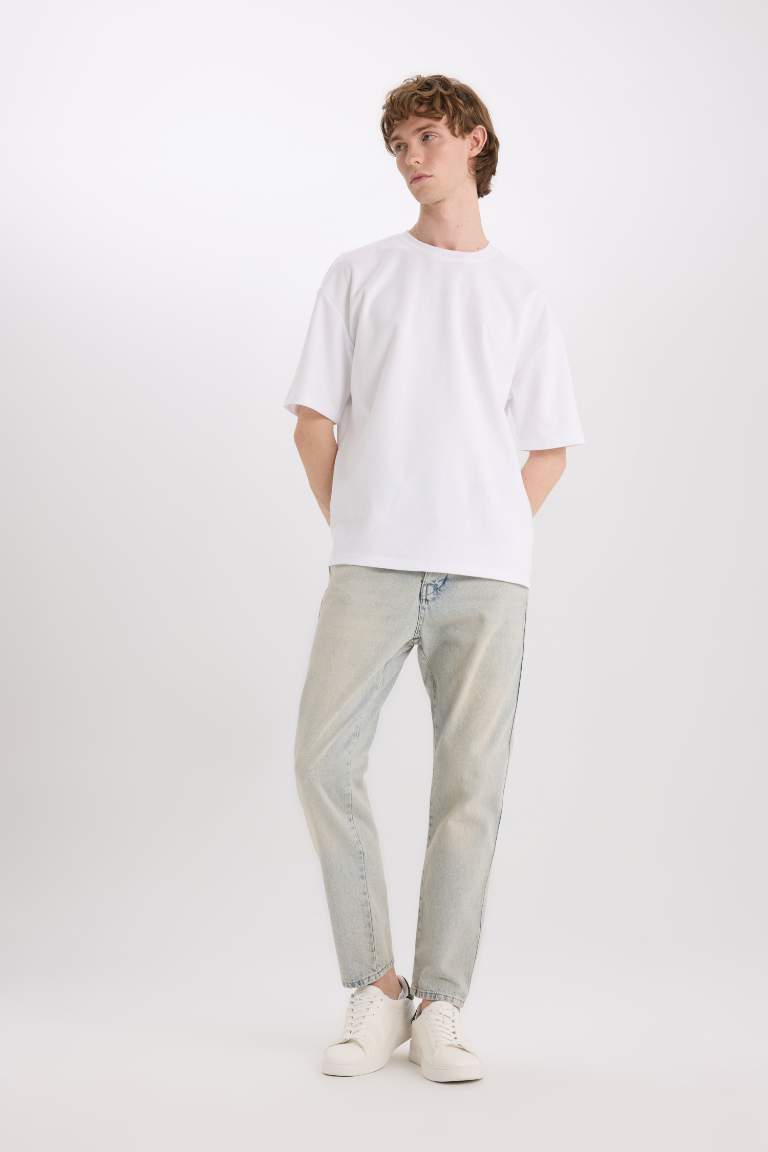 90’S Slim Fit Super Skinny Hem Cotton Trousers