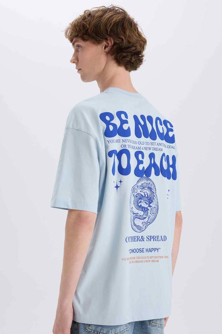 Oversize Fit Crew Neck Back Printed T-Shirt