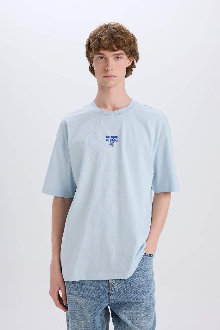 Oversize Fit Crew Neck Back Printed T-Shirt