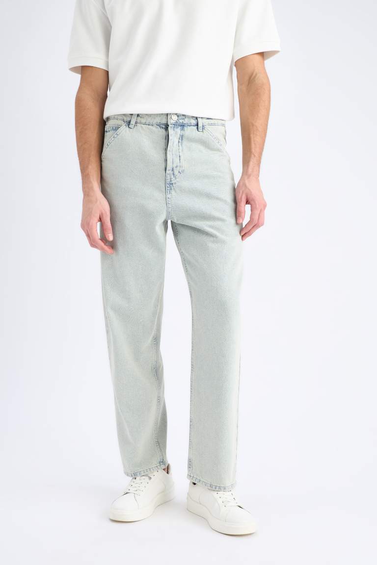 Baggy Fit Regular Hem Cotton Trousers