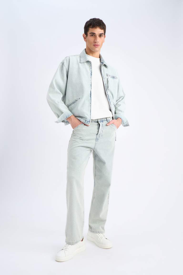 Baggy Fit Regular Hem Cotton Trousers