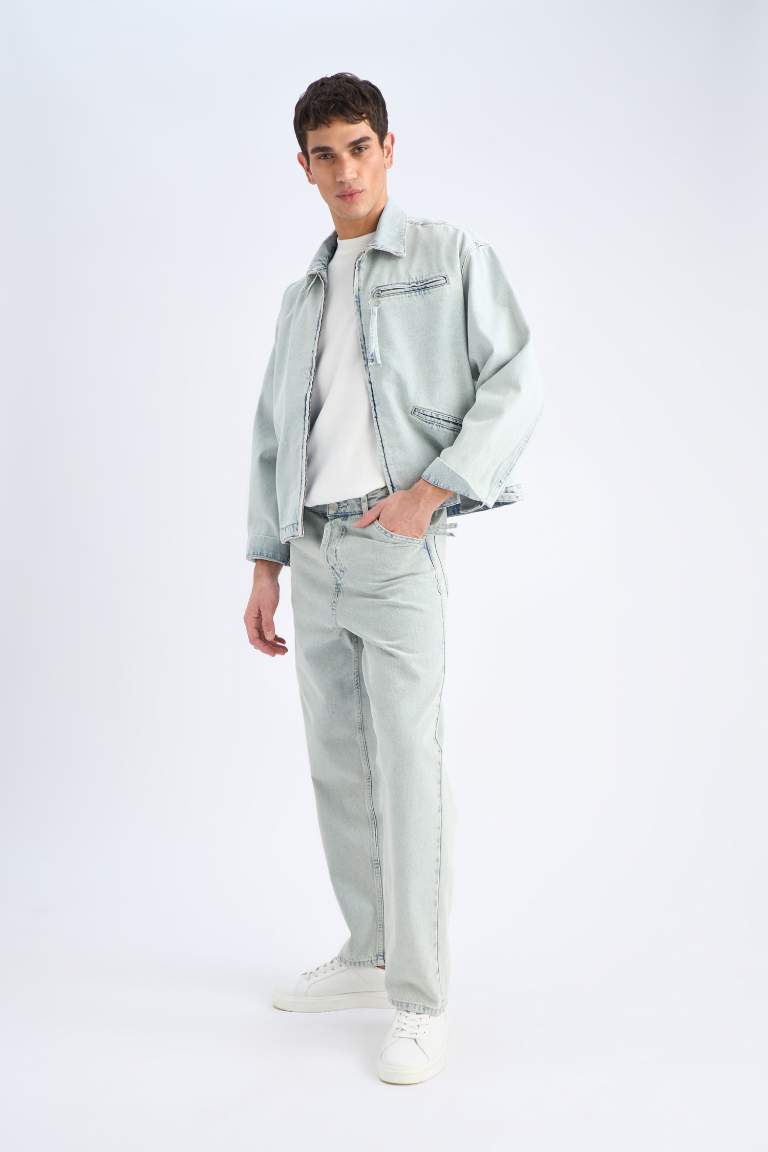 Baggy Fit Regular Hem Cotton Trousers