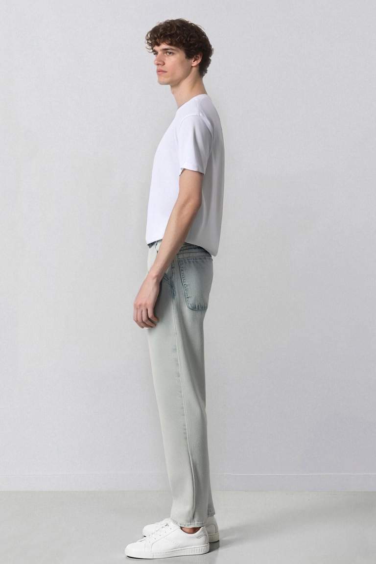 %100 Pamuk Baggy Fit Geniş Kalıp Normal Bel Geniş Paça Yıkamalı Jean Pantolon