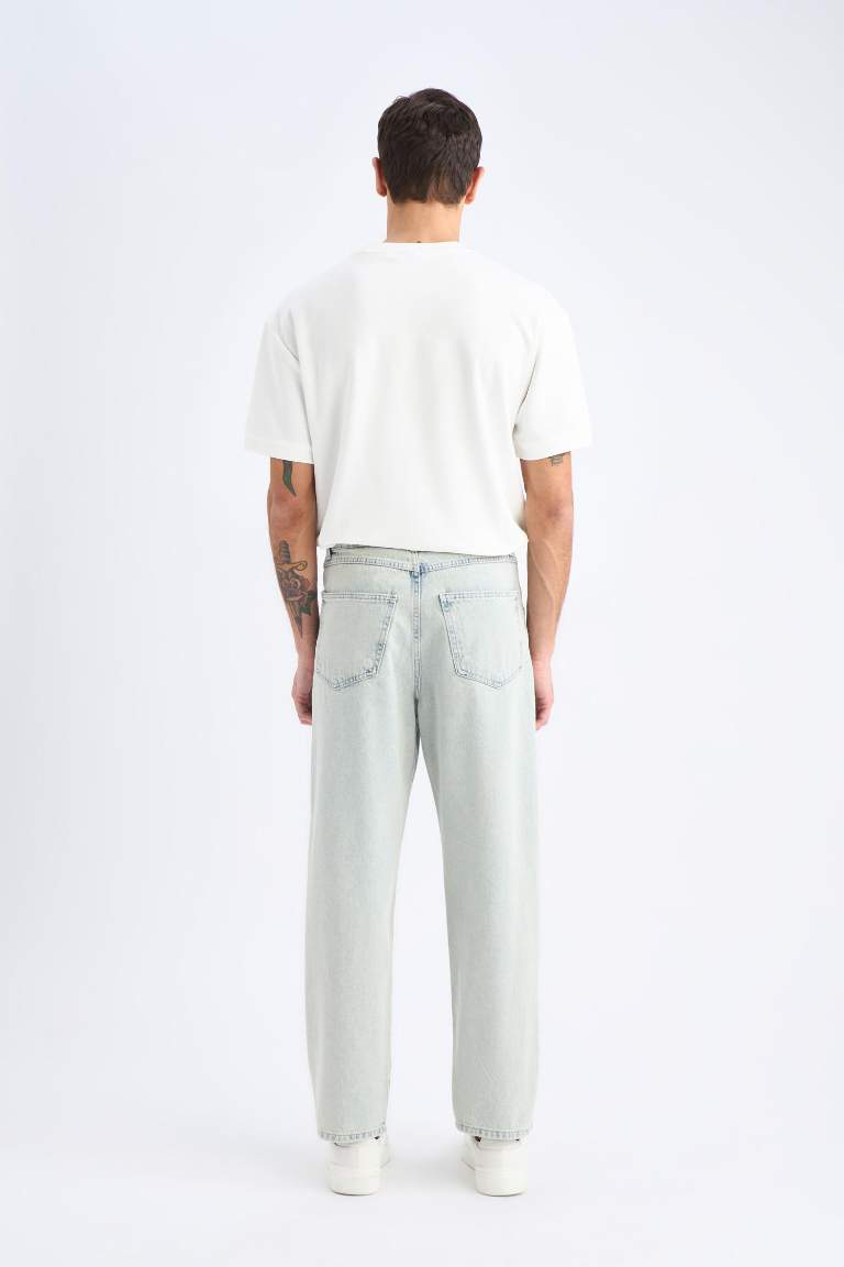 Baggy Fit Regular Hem Cotton Trousers