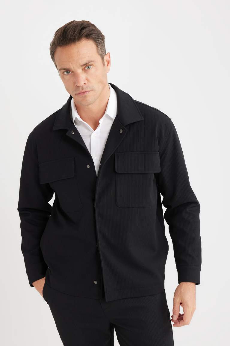 Relax Fit Polo Neck Shirt Jacket