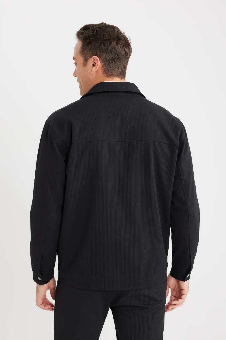 Relax Fit Polo Neck Shirt Jacket