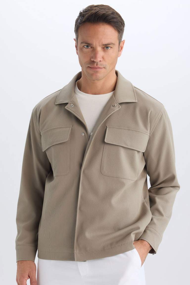 Relax Fit Polo Neck Shirt Jacket