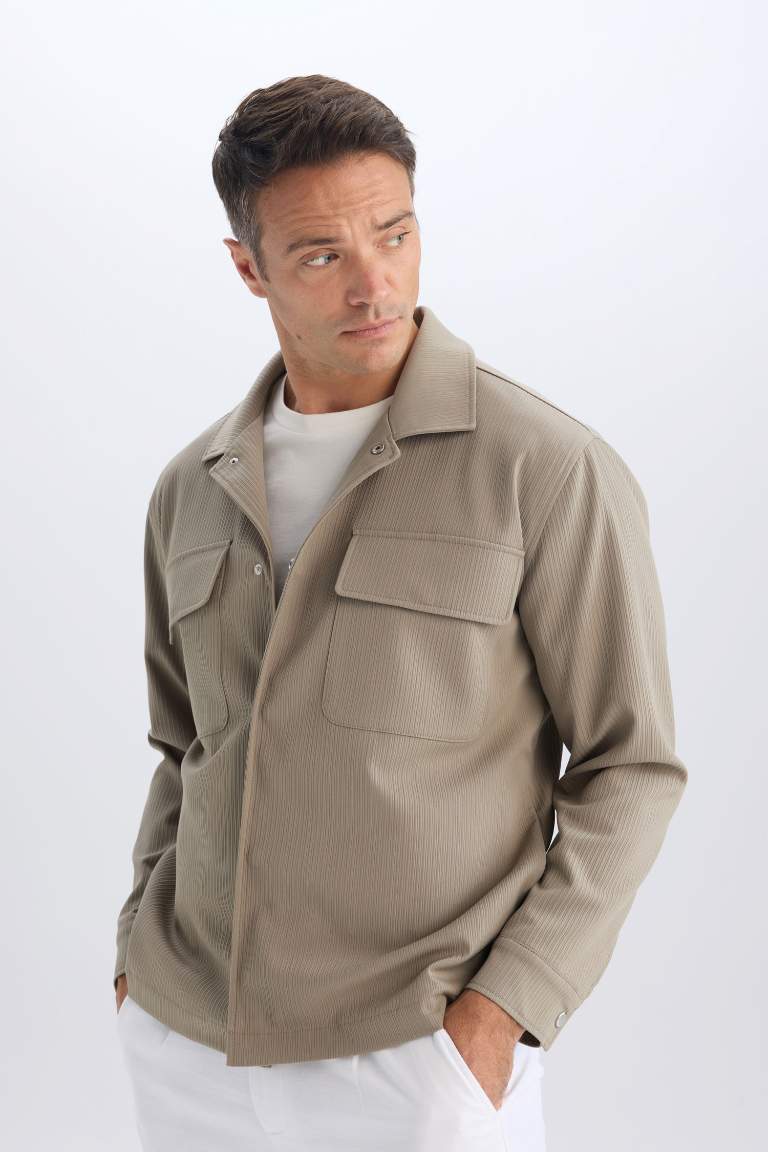 Relax Fit Polo Neck Shirt Jacket