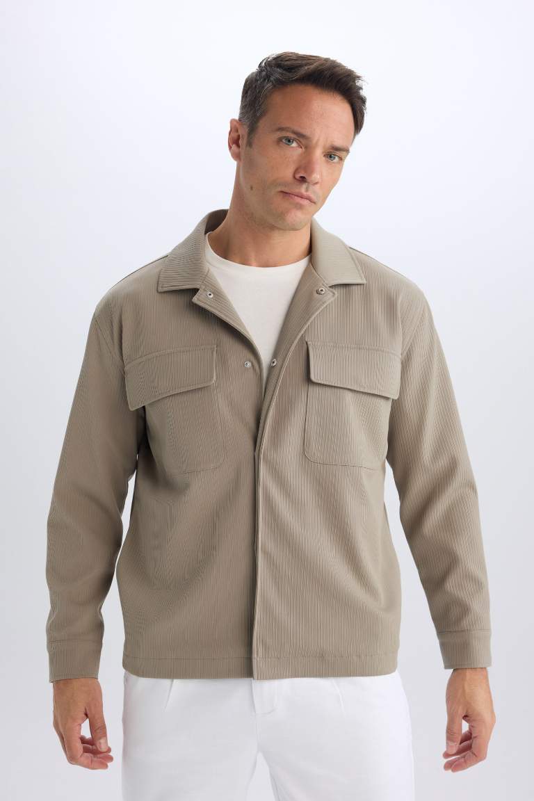 Relax Fit Polo Neck Shirt Jacket