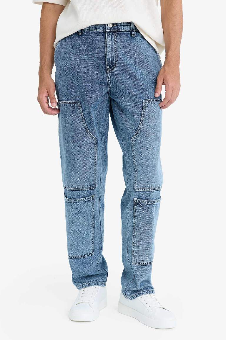 %100 Pamuk Relax Fit Rahat Kesim Düz Paça Jean Pantolon