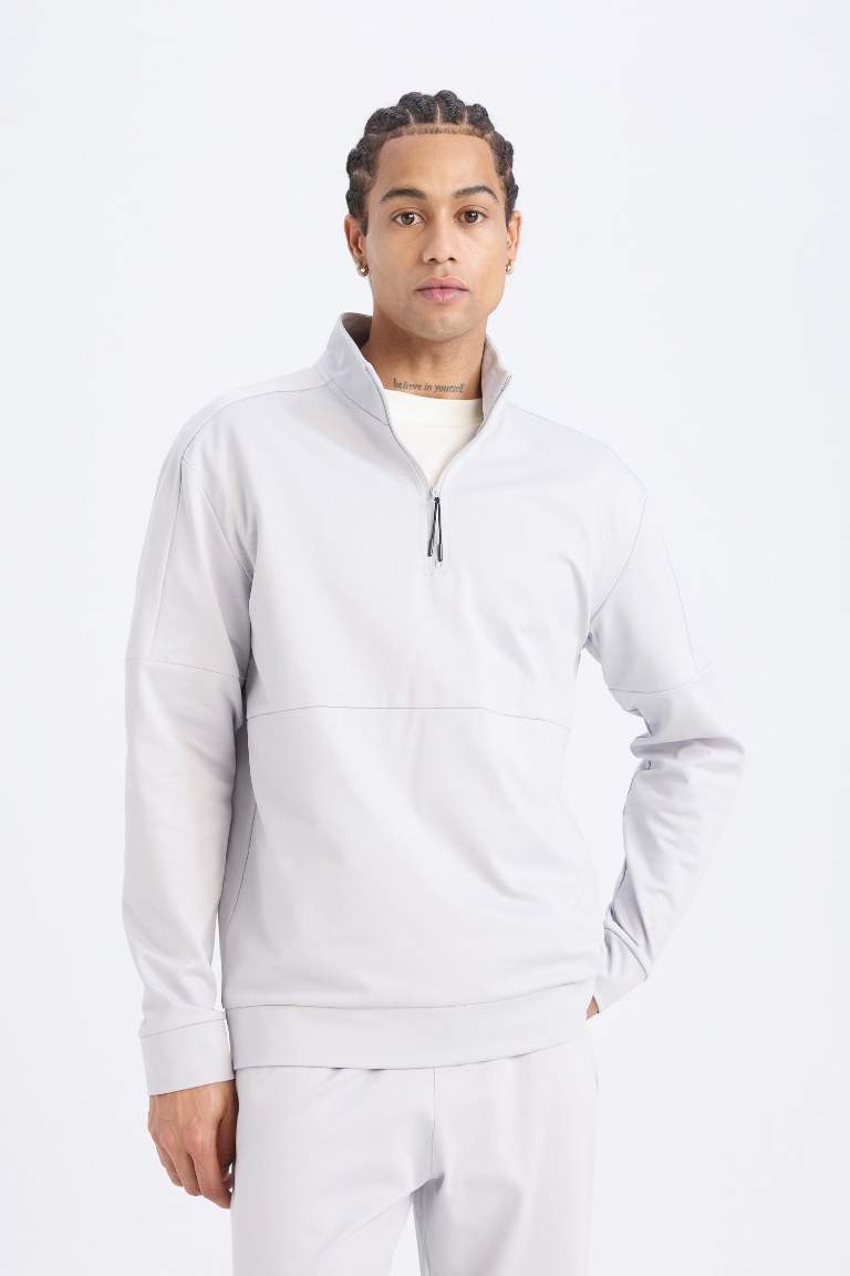 DeFactoFit Standard Fit Stand Collar Sports Sweatshirt