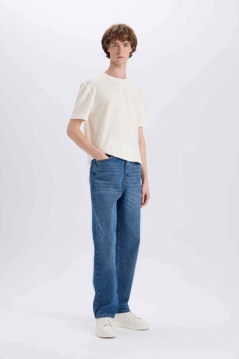 Baggy Fit Regular Hem Cotton Trousers