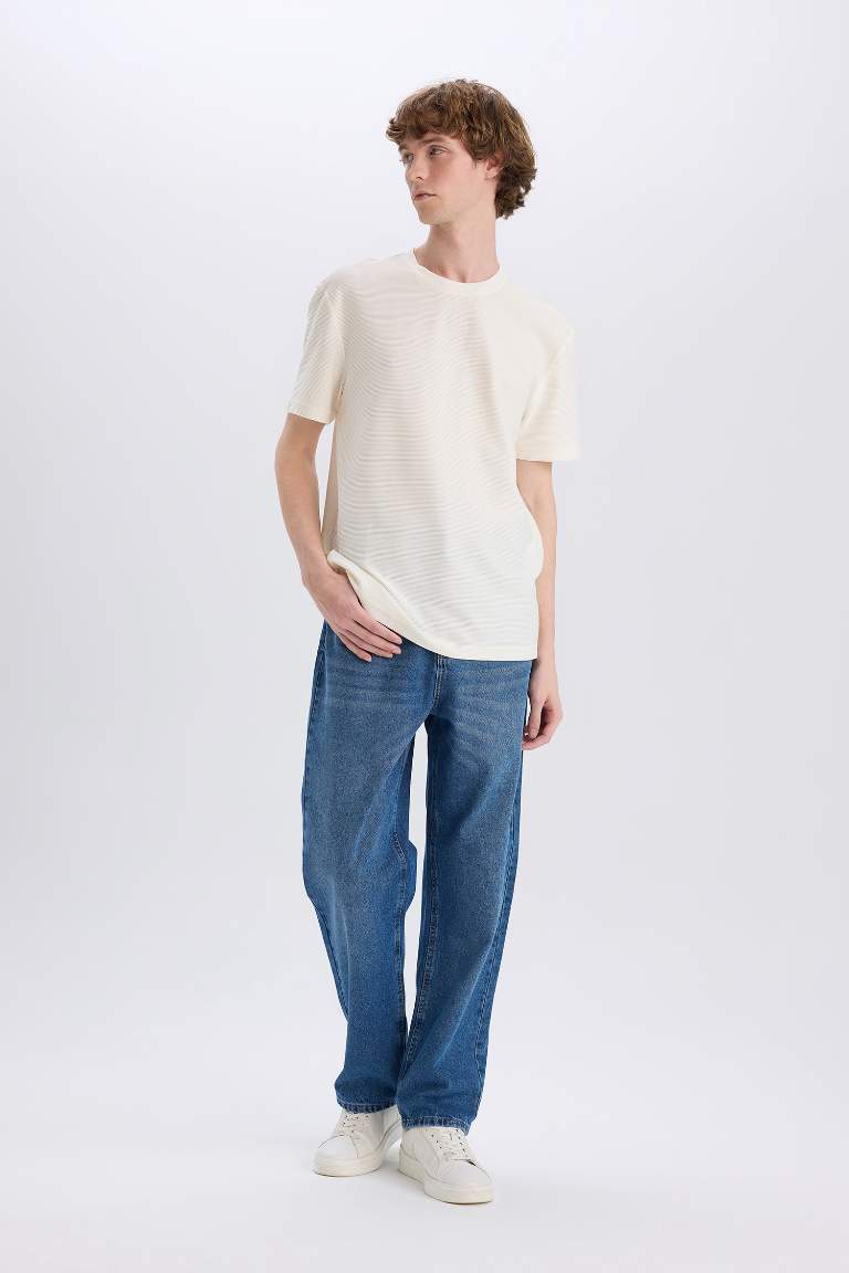 Baggy Fit Regular Hem Cotton Trousers