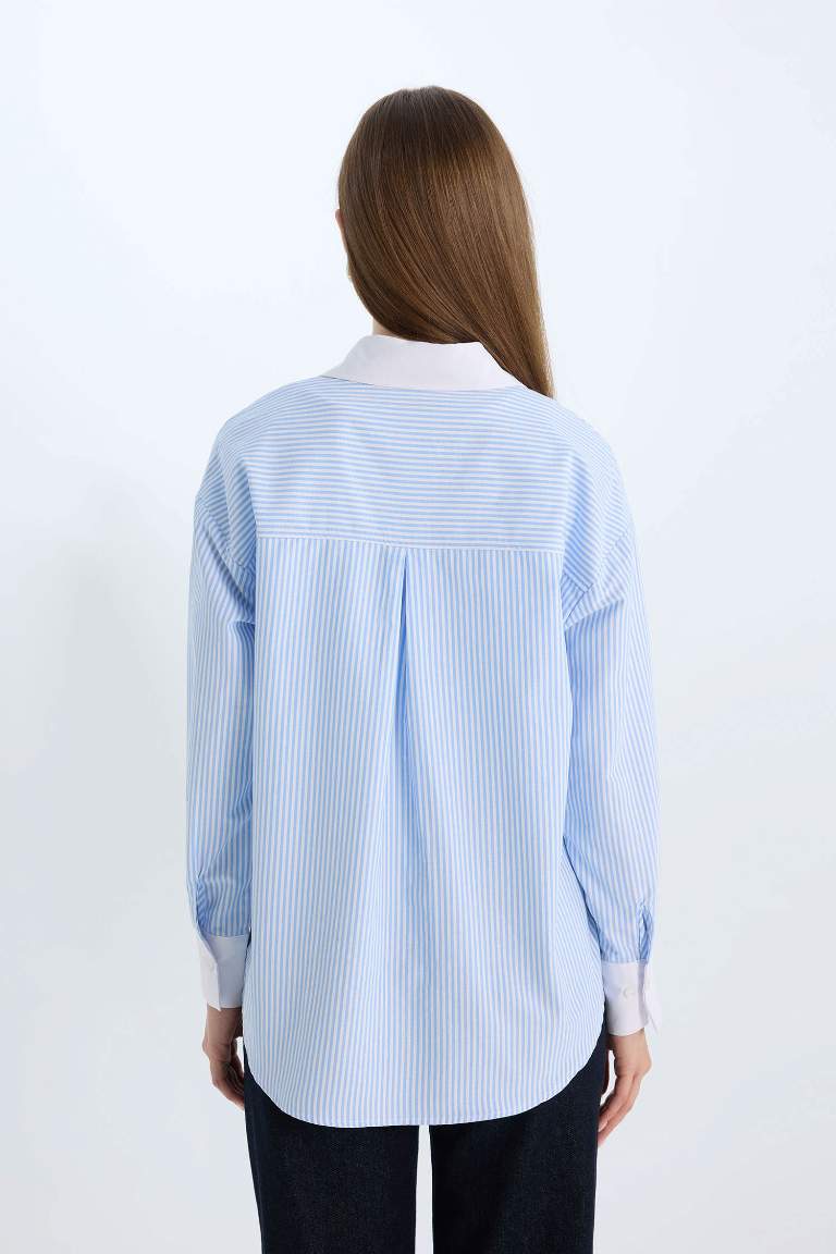 Relax Fit Poplin Striped Long Sleeve Tunic