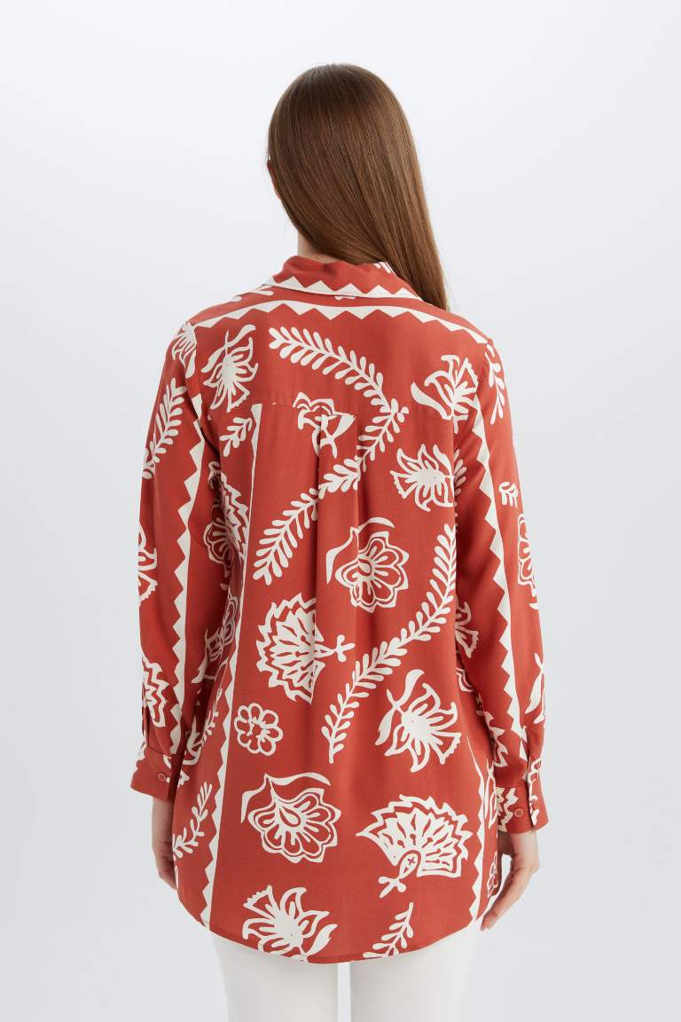 Relax Fit Viscose Printed Long Sleeve Tunic