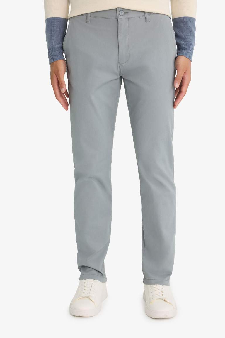 Regular Fit Normal Kesim Cepli Düz Paça Chino Pantolon