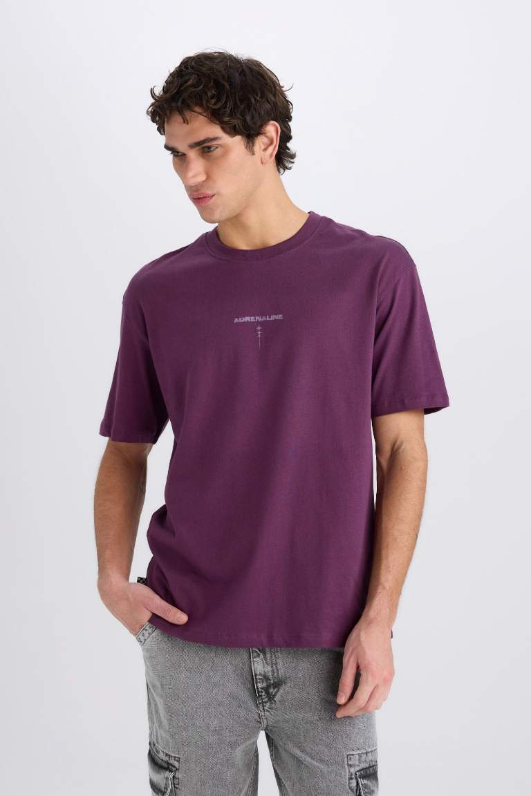 Boxy Fit Crew Neck Back Printed Short Sleeve T-Shirt