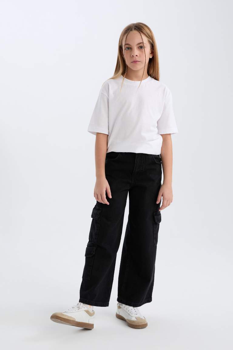 Girl Wide Leg Cargo Jeans