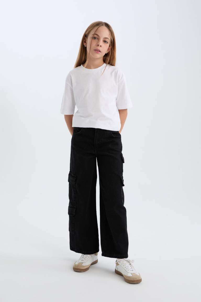 Girl Wide Leg Cargo Jeans