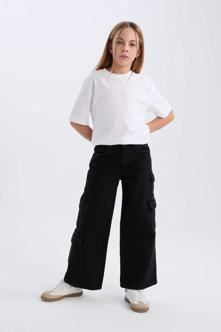 Girl Wide Leg Cargo Jeans