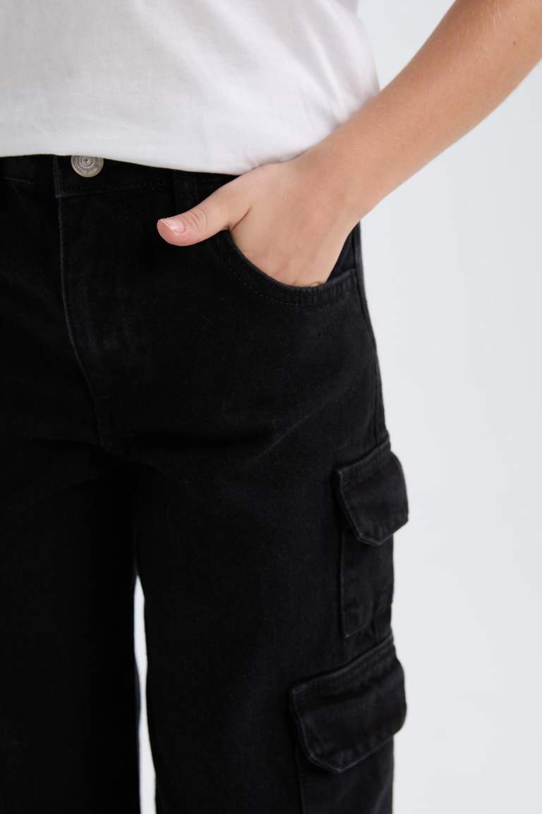 Girl Wide Leg Cargo Jeans