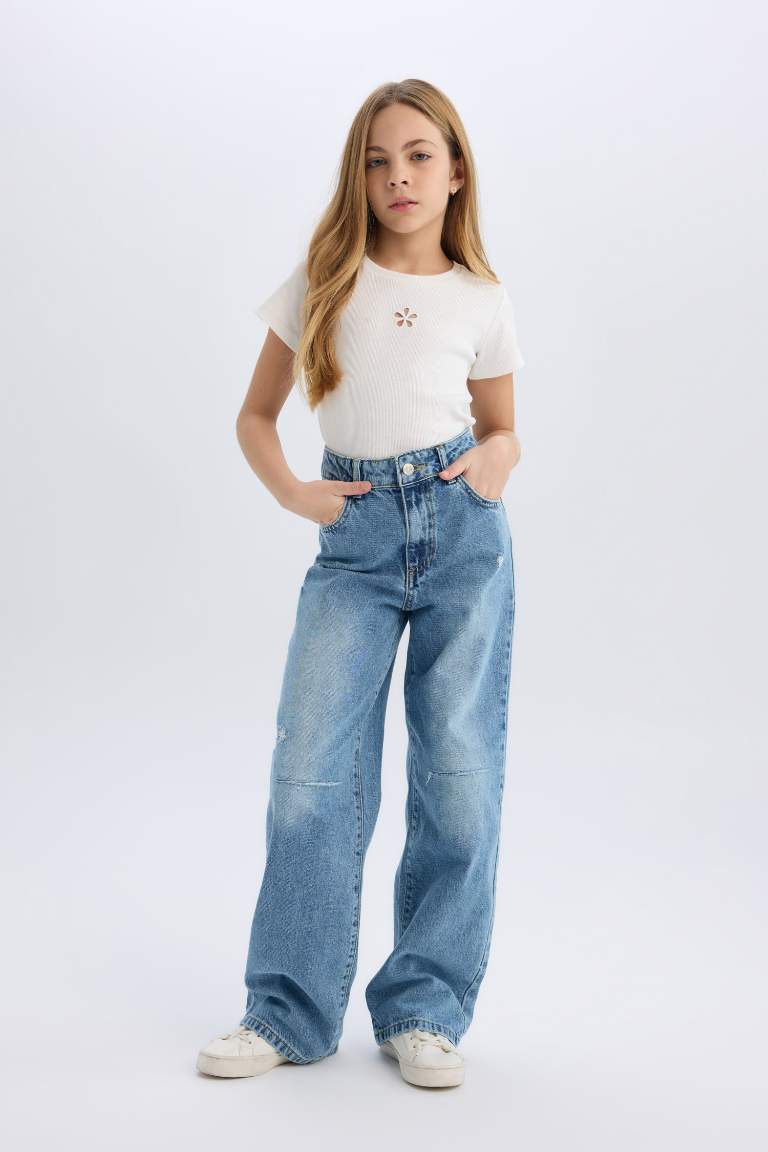 Pantalon Jean à jambes larges pour fille