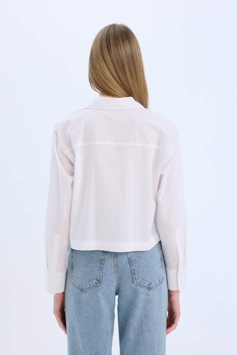 Poplin Long Sleeve Crop Shirt