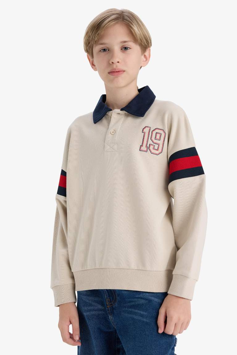 Erkek Çocuk Oversize Geniş Kalıp Polo Yaka Sweatshirt