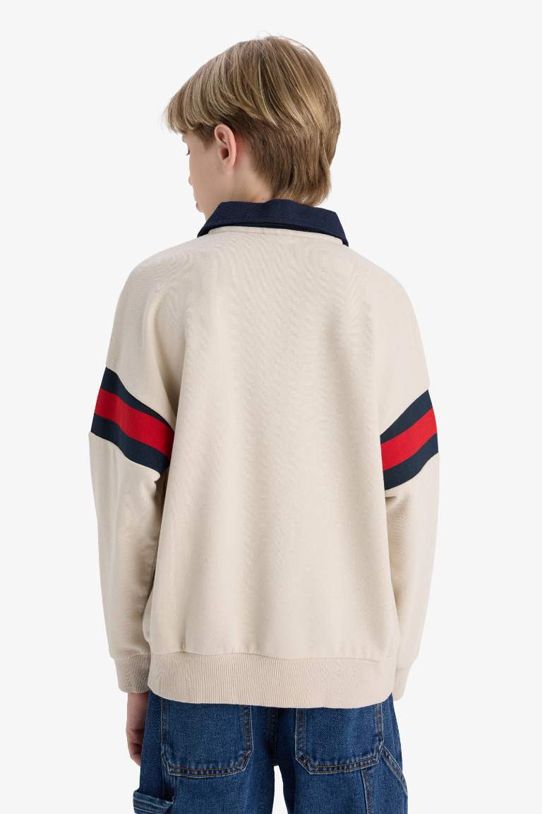 Erkek Çocuk Oversize Geniş Kalıp Polo Yaka Sweatshirt