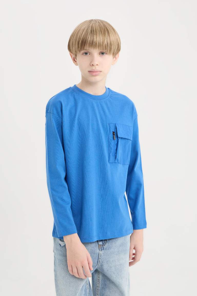 Boy Oversize Fit Crew Neck Long Sleeve T-Shirt