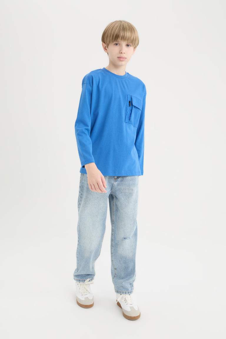 Boy Oversize Fit Crew Neck Long Sleeve T-Shirt