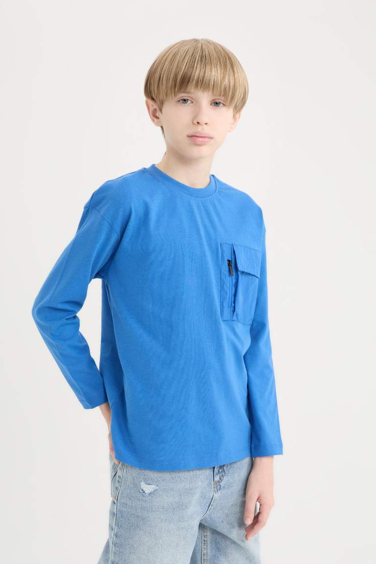 Boy Oversize Fit Crew Neck Long Sleeve T-Shirt