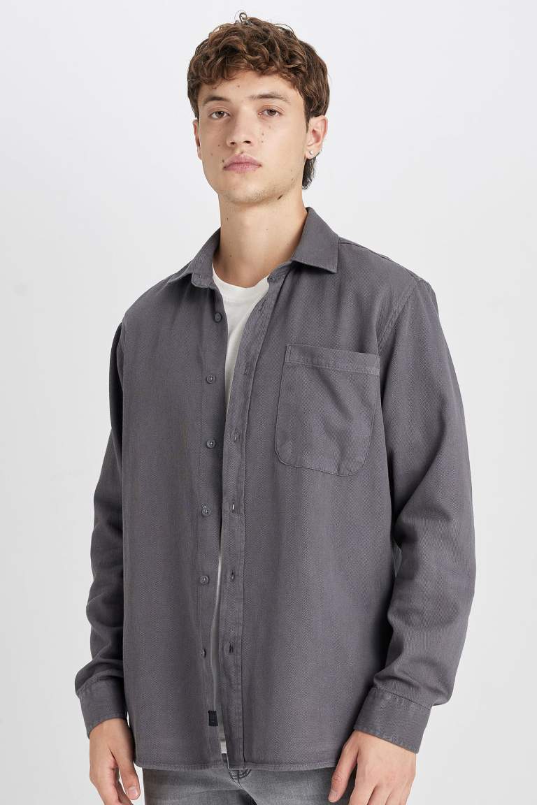 Regular Fit Basic Cotton Long Sleeve Shirt