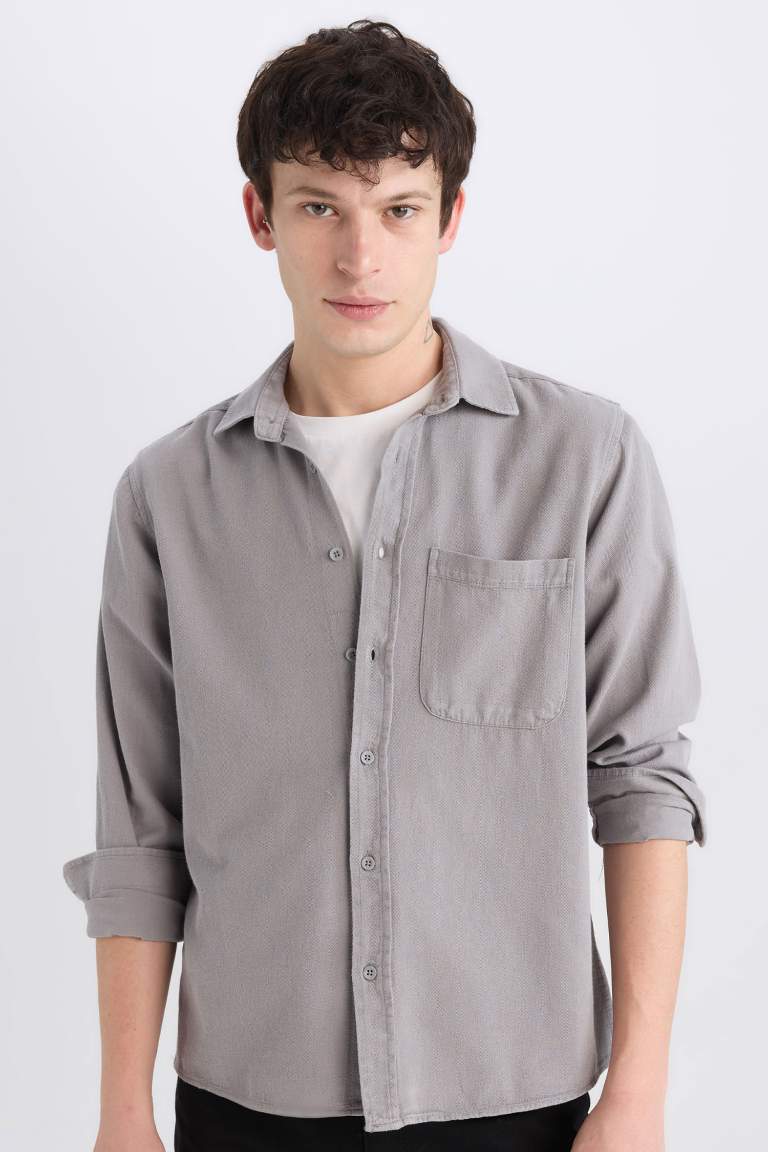 Regular Fit Neck Basic Cotton Shirt